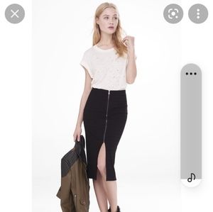 Express Full Zip Soft Ribbed Pencil Skirt